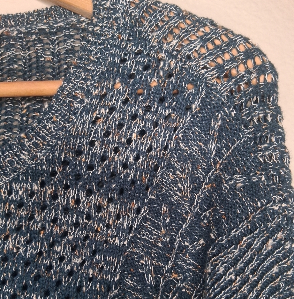 Coldwater Creek Sweater Teal Open Knit Pullover Sweater Petite XL - Picture 7 of 16